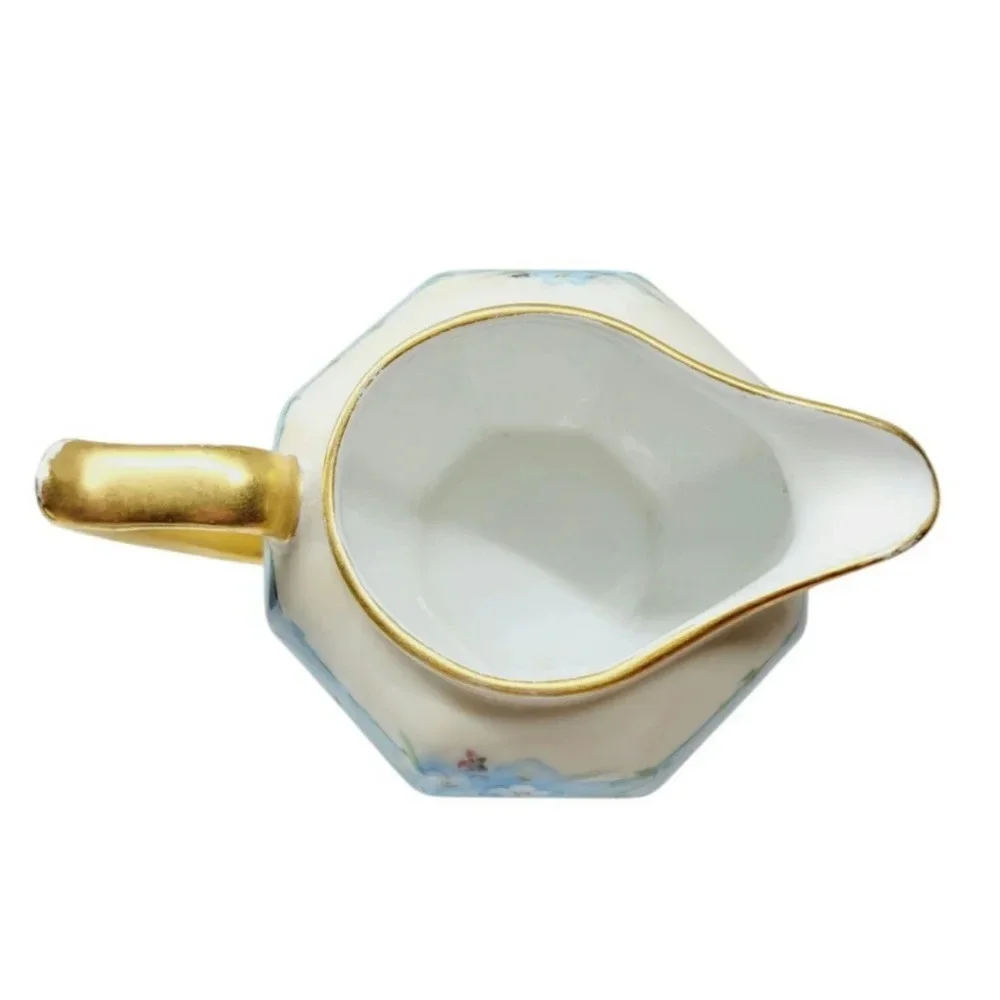 Antique ZS & Co. Bavaria Blue Flower Gold Rimmed Creamer